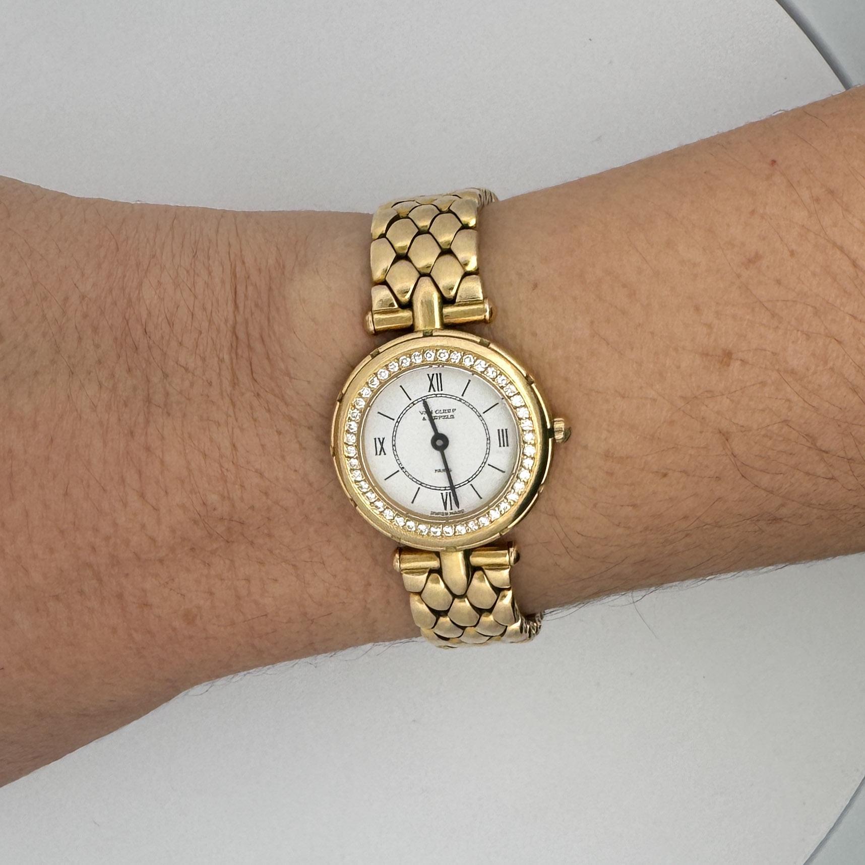 Art Deco Van Cleef & Arpels La Collection 18K Gold Diamond Bezel Ladies Watch For Sale