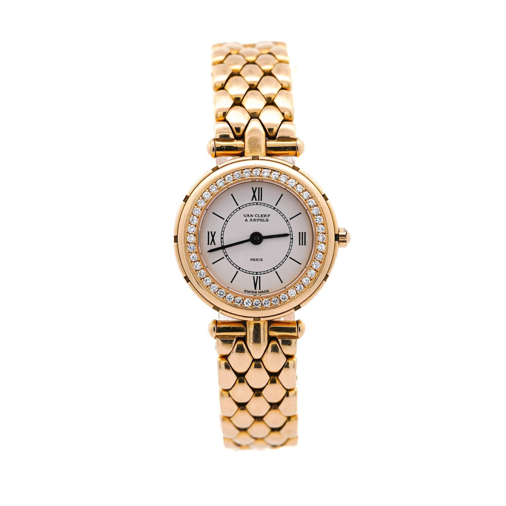 Van Cleef & Arpels La Collection 18K Gold Diamond Bezel Ladies Watch For Sale 2
