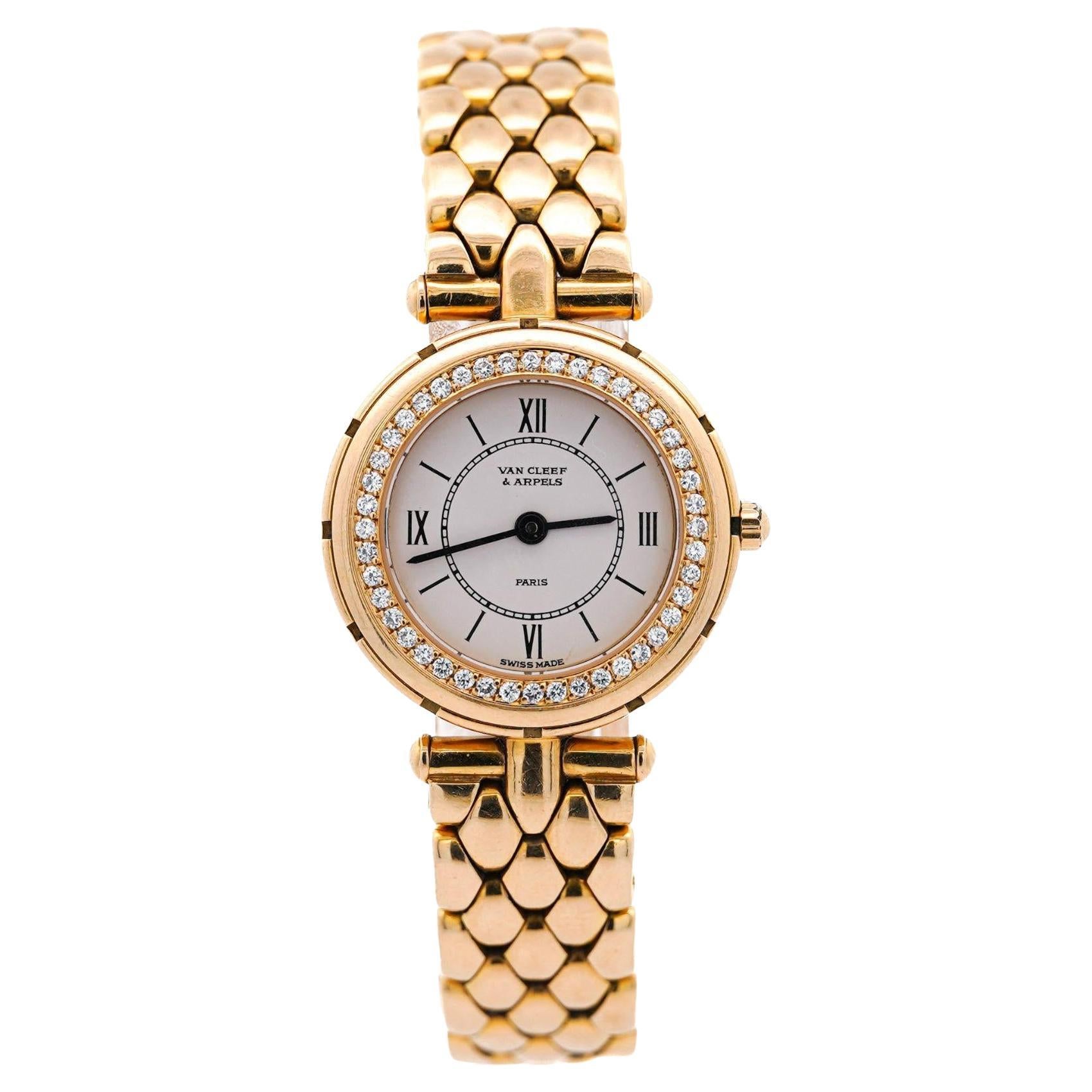 Van Cleef & Arpels La Collection 18K Gold Diamond Bezel Ladies Watch