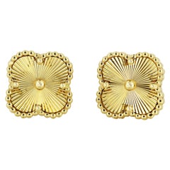 Van Cleef & Arpels, Ladies 18 Karat Yellow "Alhambra" Gold Clip-On Earrings