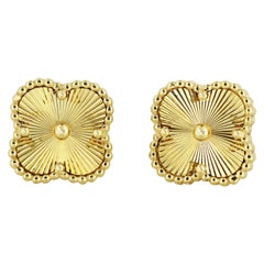 Van Cleef & Arpels, Ladies 18 Karat Yellow "Alhambra" Gold Clip-On Earrings