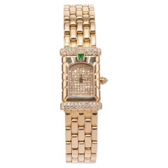 Vintage Van Cleef & Arpels Ladies Diamond Emerald Yellow Gold Wristwatch