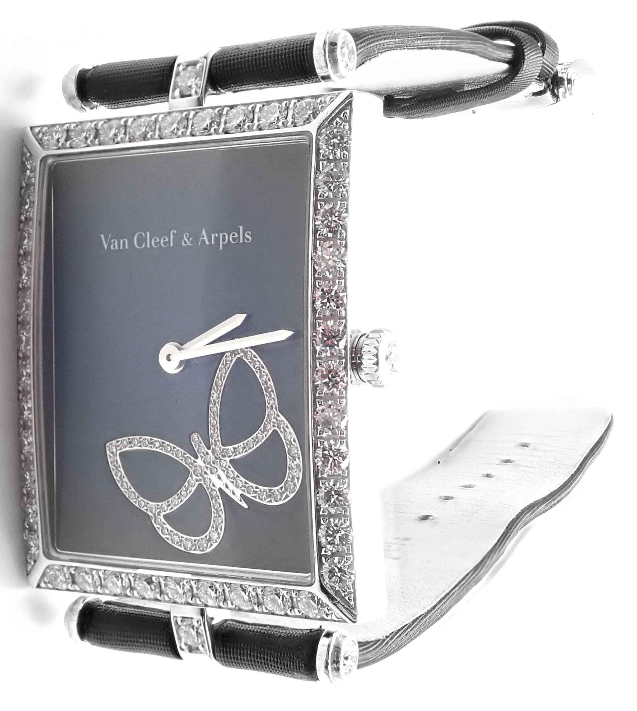 Van Cleef & Arpels Ladies White Gold Diamond Papillon Quartz Wristwatch In New Condition In Holland, PA