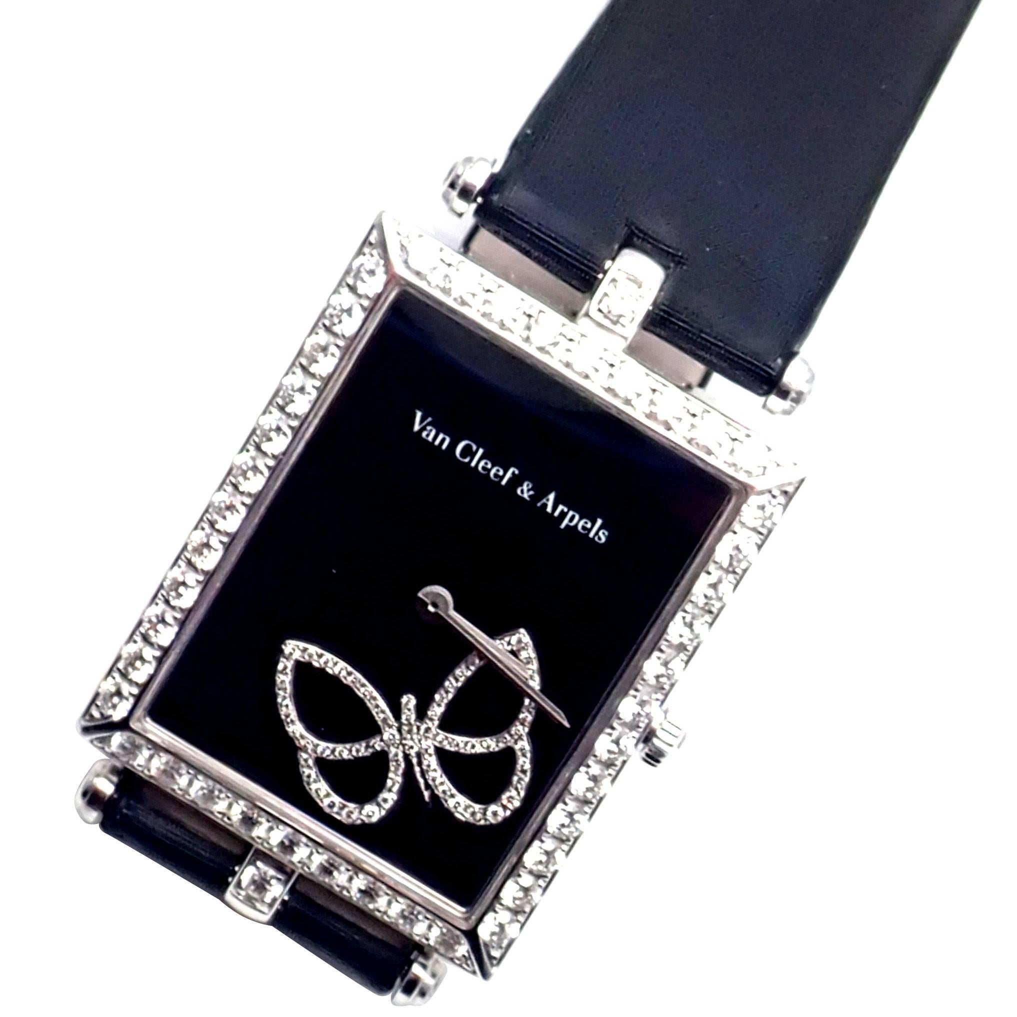 Van Cleef & Arpels Ladies White Gold Diamond Papillon Quartz Wristwatch