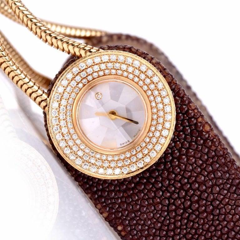 Round Cut Van Cleef & Arpels Ladies Yellow Gold Diamond VCA Wristwatch For Sale