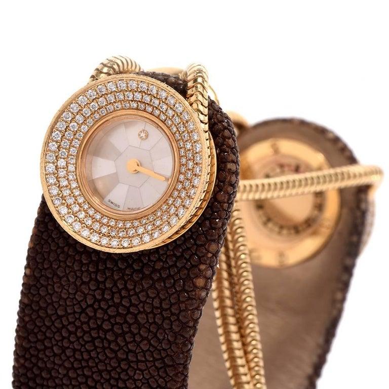Women's Van Cleef & Arpels Ladies Yellow Gold Diamond VCA Wristwatch For Sale