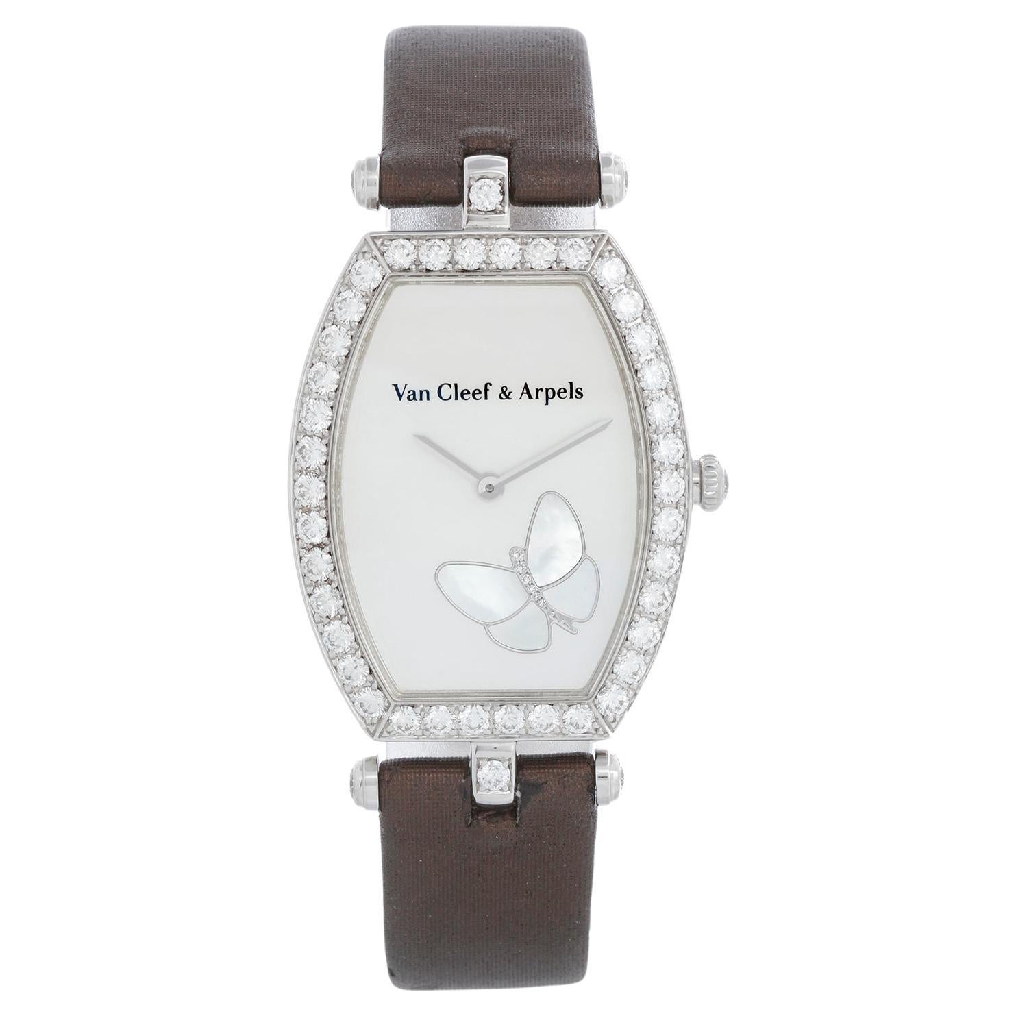 Van Cleef & Arpels Lady Arpels 18K White Gold Papillon Tonneau Watch