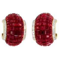 VAN CLEEF & ARPELS ‘Lampion’ Mystery-Set Ruby and Diamond Ear Clips