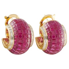 Van Cleef & Arpels Lampion Mystrieux 18K Yellow Gold Diamond and Ruby Earrings