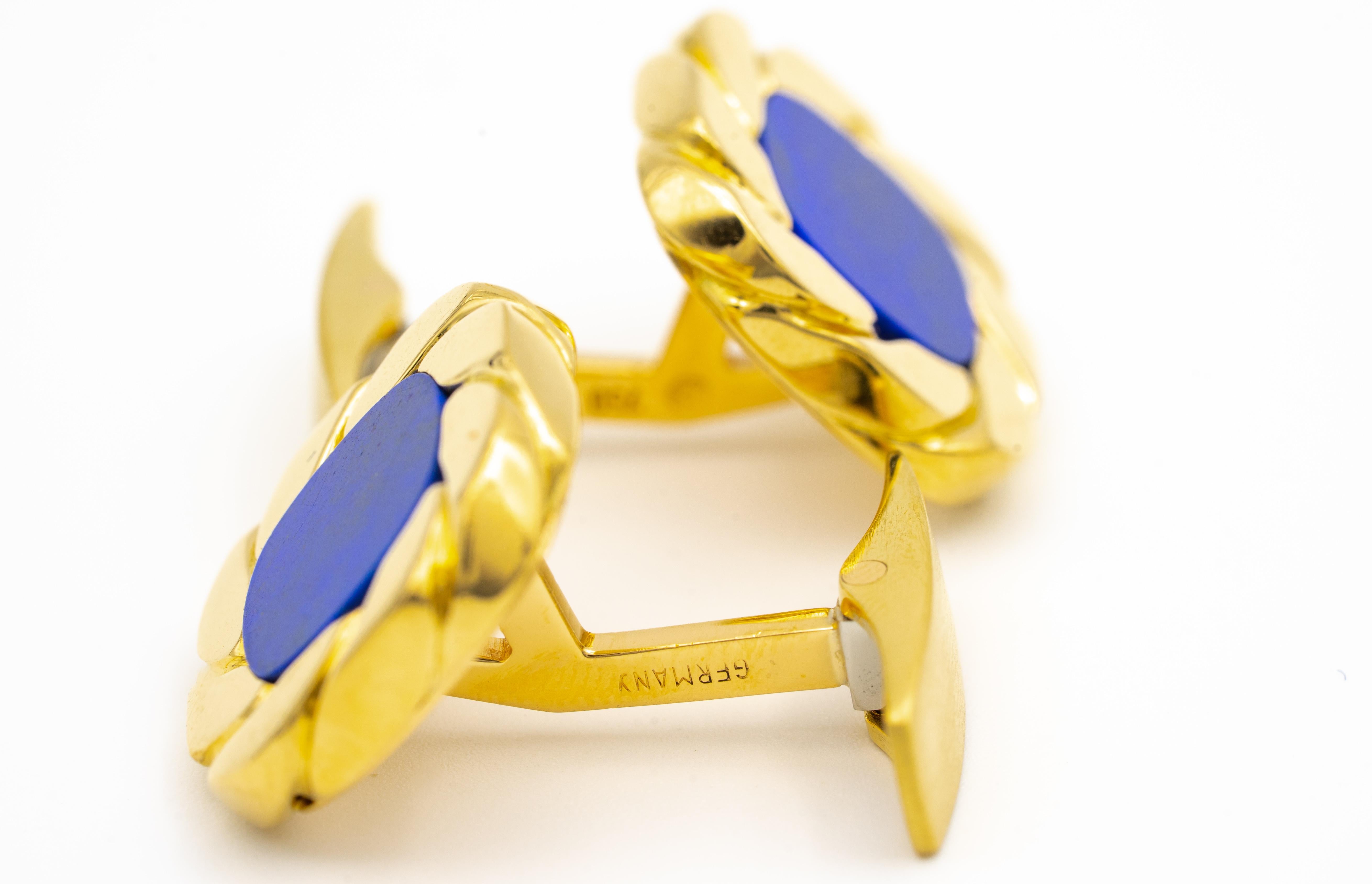 Van Cleef & Arpels Lapis and 18 Karat Gold Cufflinks In Excellent Condition In New York, NY