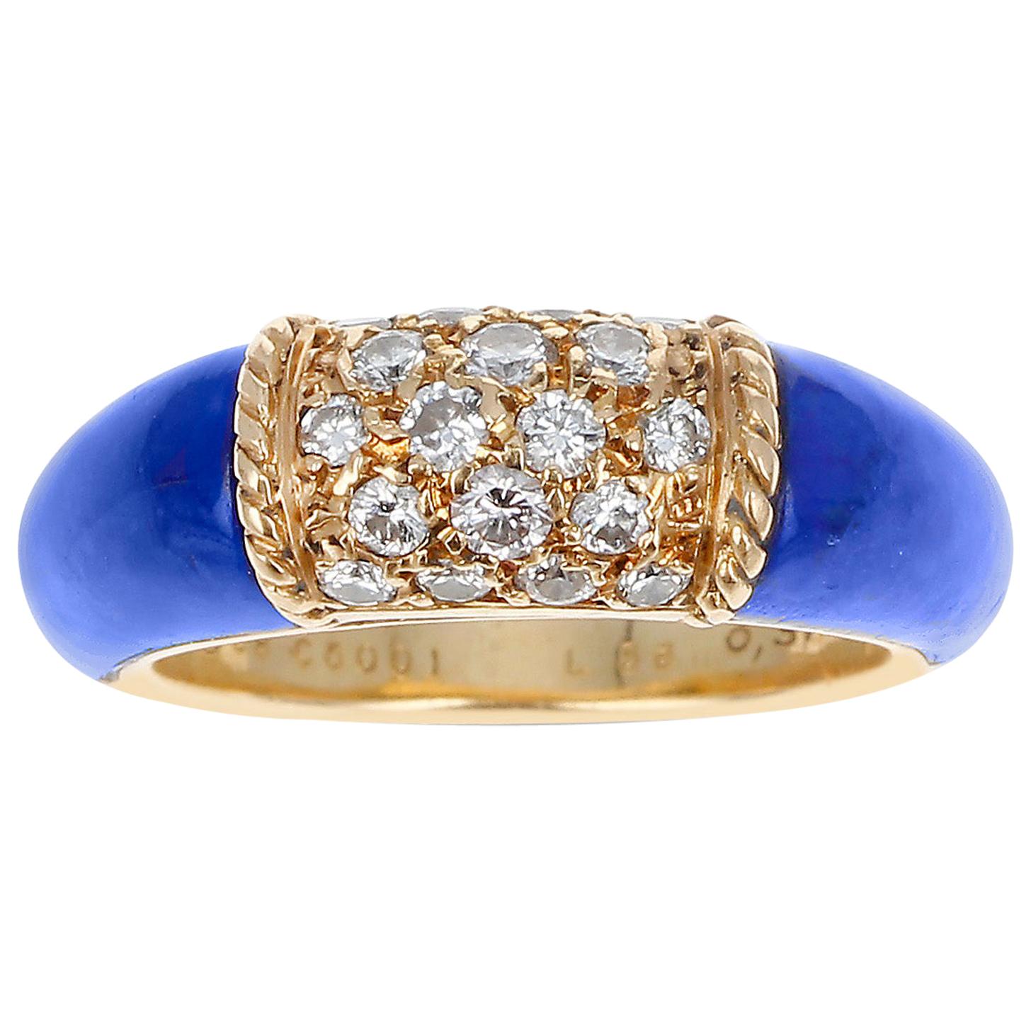 Van Cleef and Arpels Lapis and 5 Row Diamond Stacking Philippine Ring