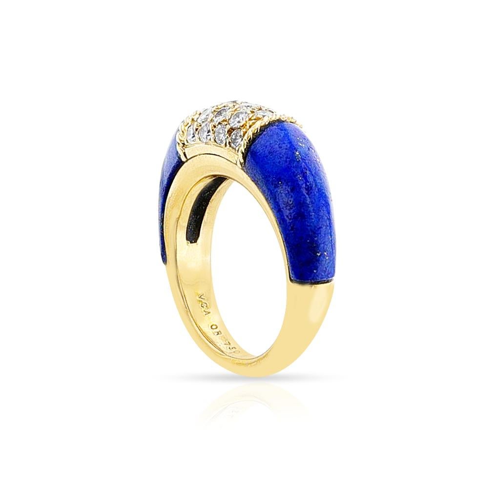 Van Cleef & Arpels Lapis and Diamond Philippine Ring For Sale 1