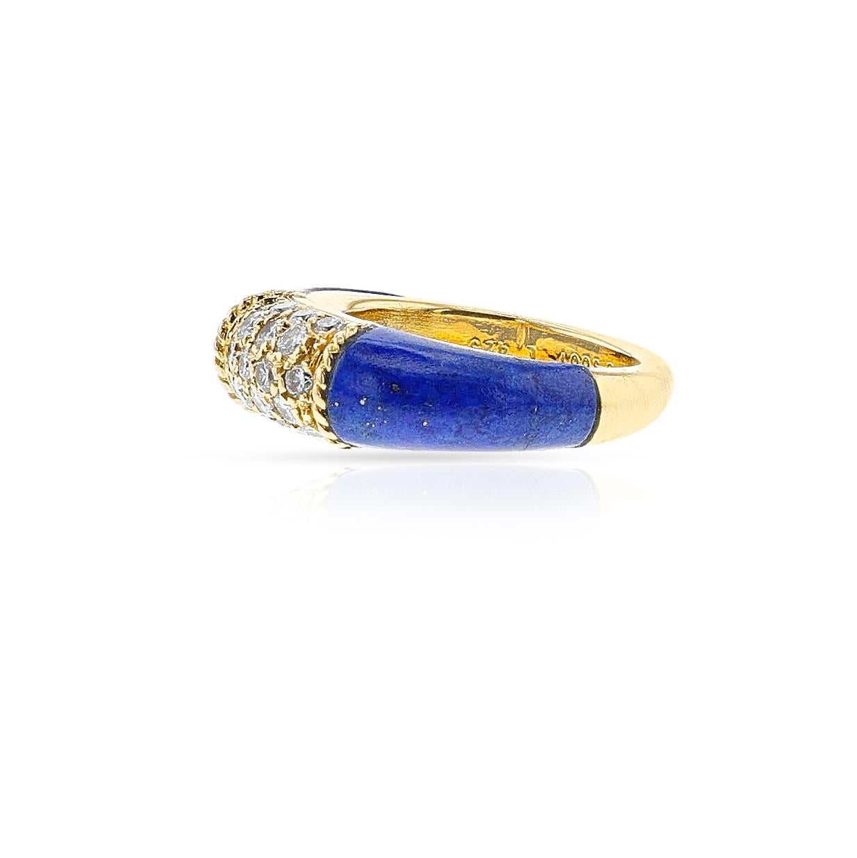 Women's or Men's Van Cleef & Arpels Lapis and Diamond Philippine Ring For Sale
