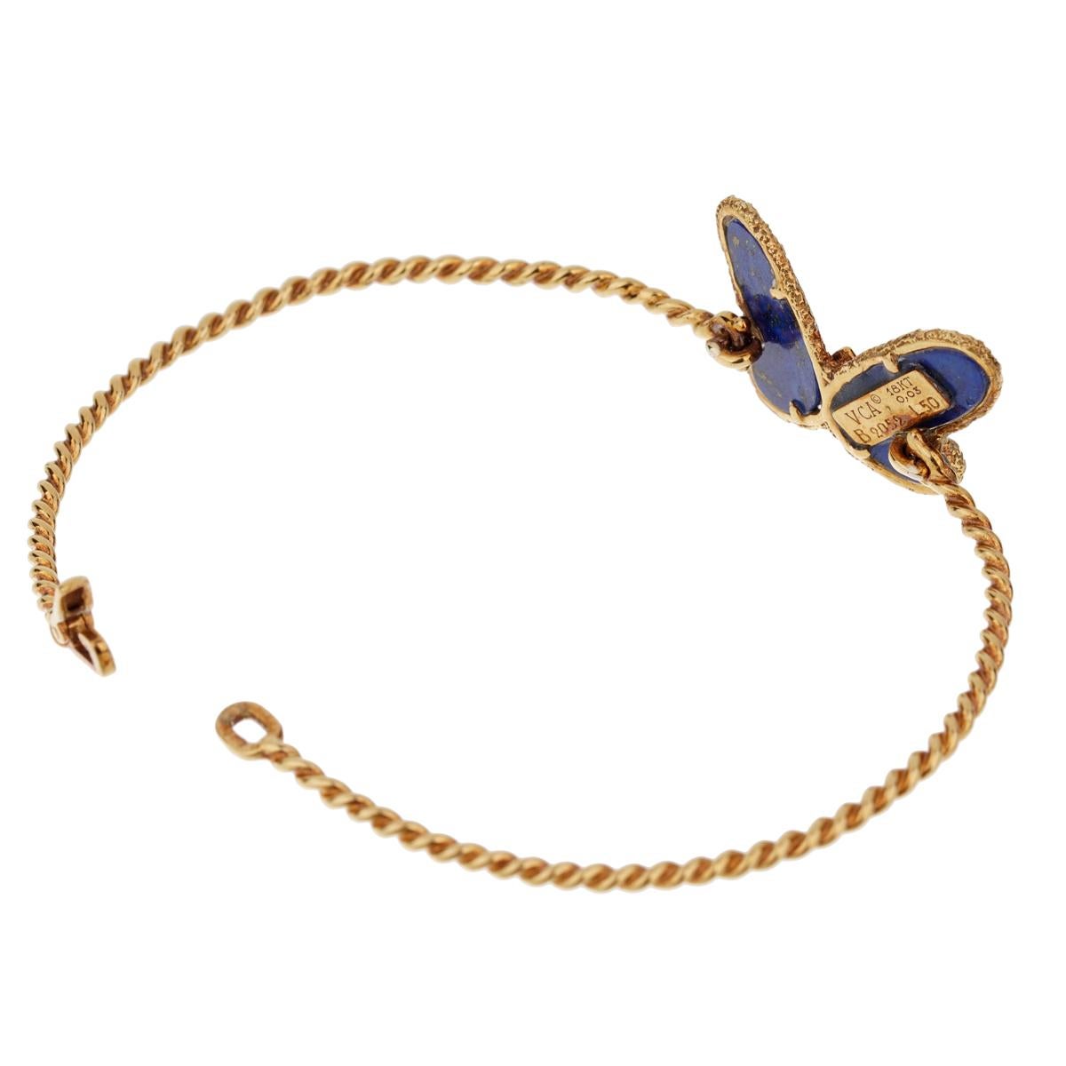 Van Cleef & Arpels Lapis Butterfly Gold Bracelet In Good Condition In Feasterville, PA