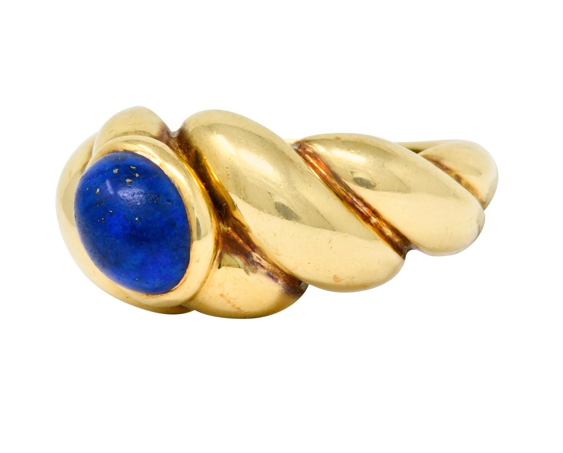 Contemporary Van Cleef & Arpels Lapis Cabochon 18 Karat Gold Twisted Band Ring