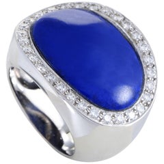 Van Cleef 
Arpels Lapis Lazuli 1.00 Carat Diamond 18 Karat White Gold Ring