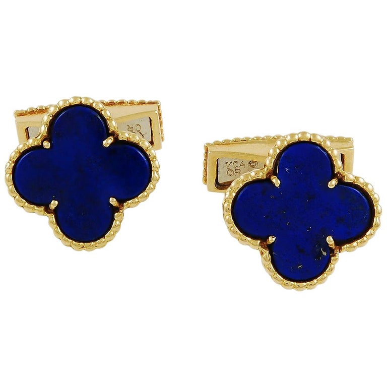 Van Cleef and Arpels Lapis Lazuli Alhambra Cufflinks at 1stDibs van