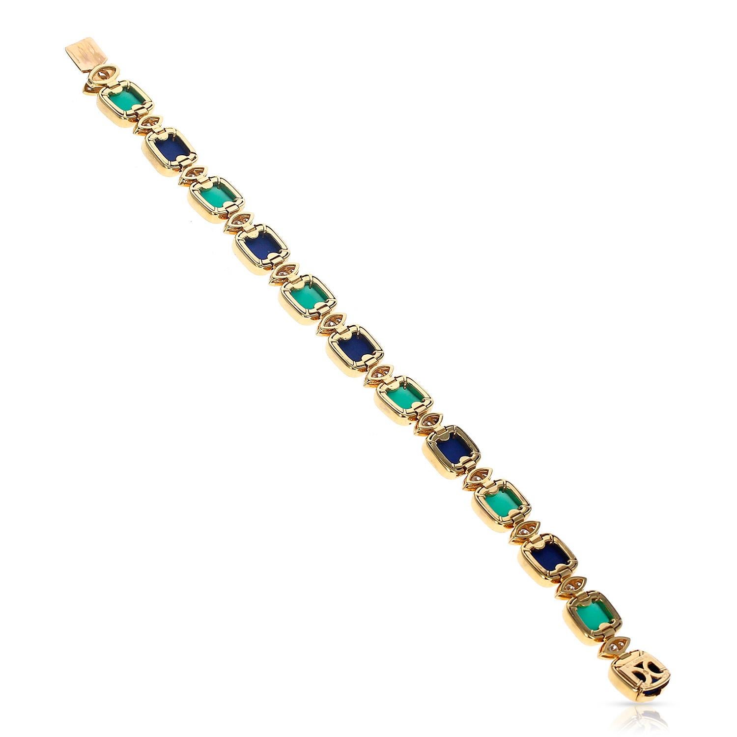 Van Cleef & Arpels Armband aus Lapislazuli und Chrysopras:: französisch (Zeitgenössisch)