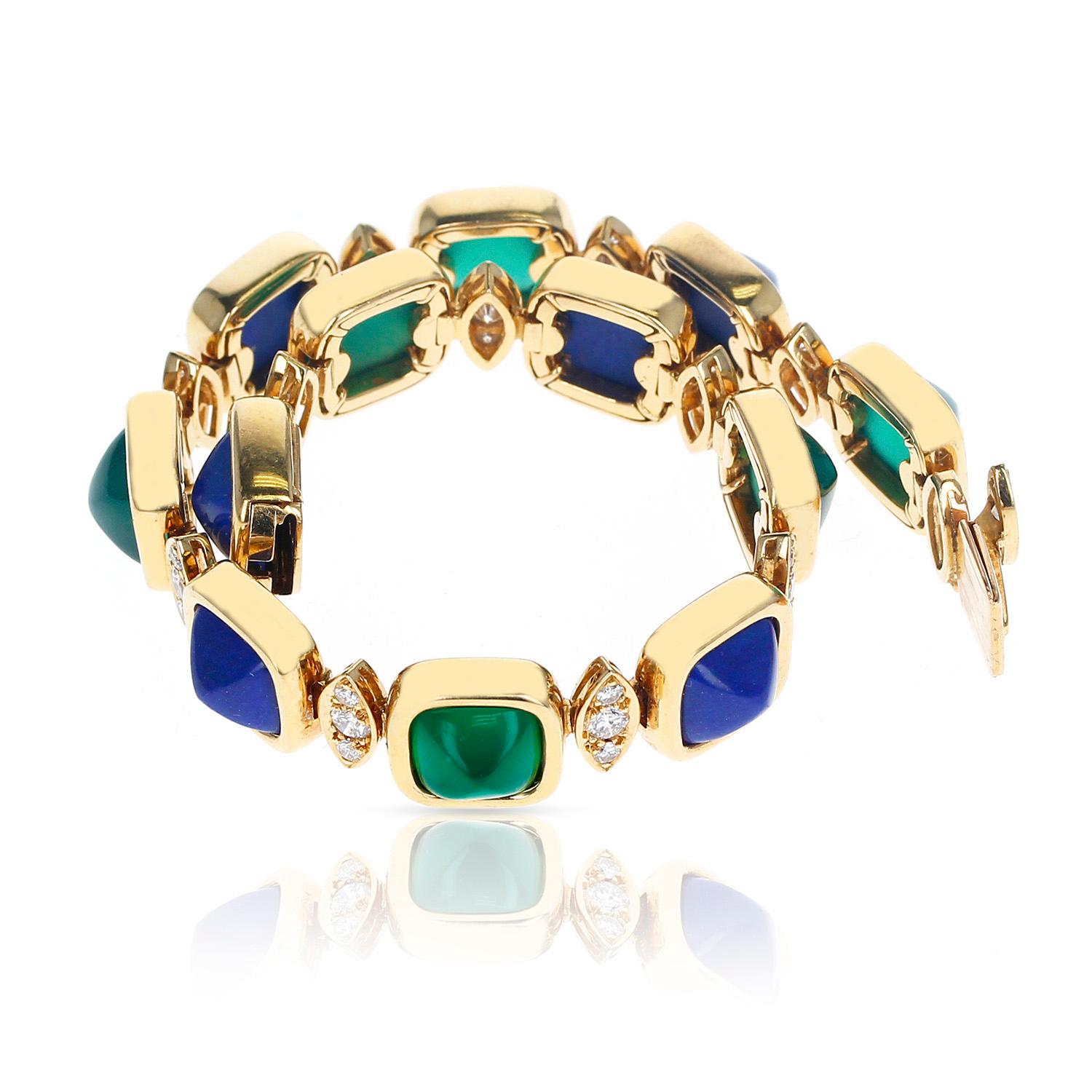 Van Cleef & Arpels Armband aus Lapislazuli und Chrysopras:: französisch im Zustand „Gut“ in New York, NY