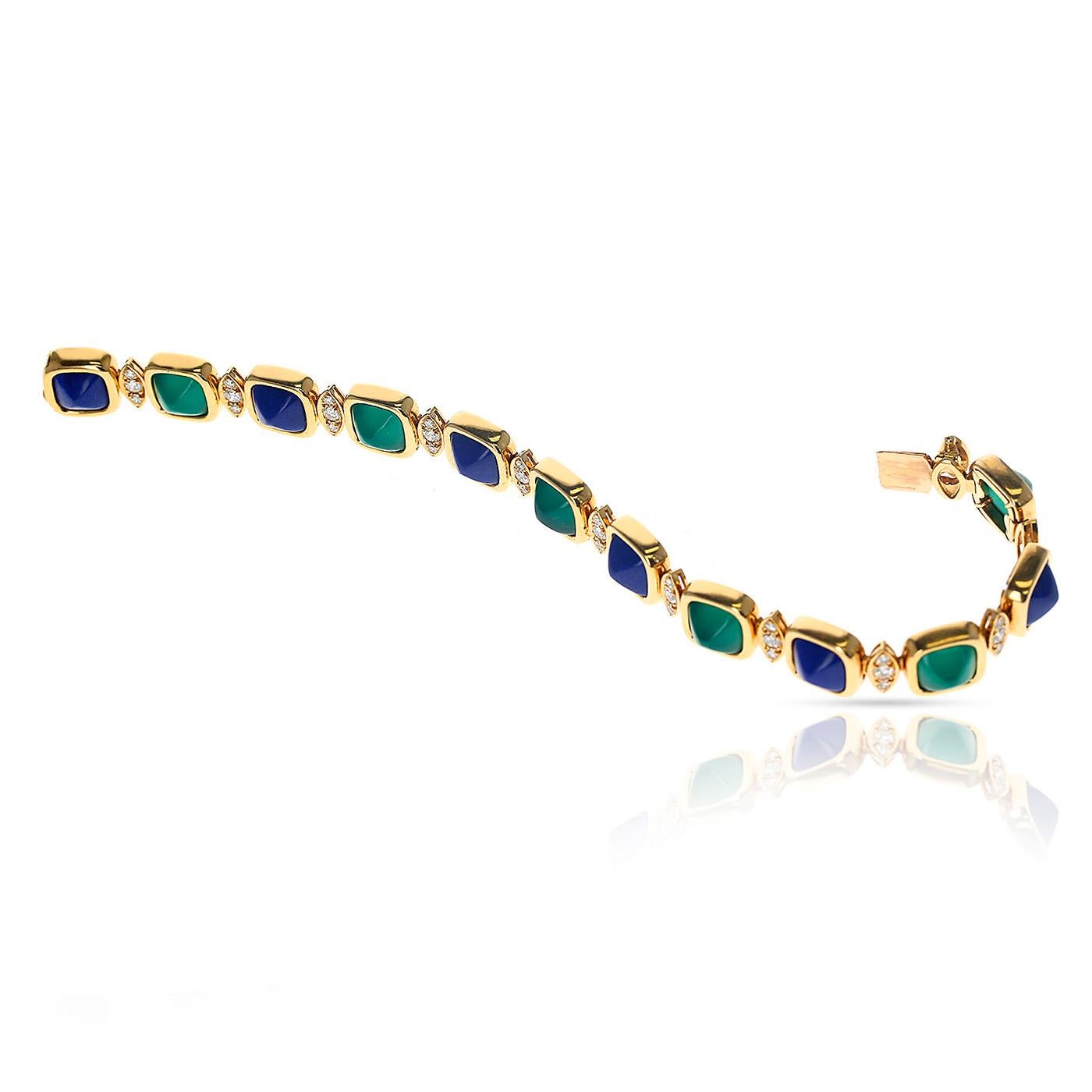 Van Cleef & Arpels Armband aus Lapislazuli und Chrysopras:: französisch für Damen oder Herren