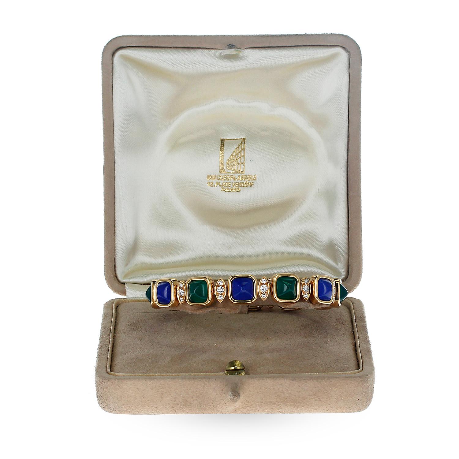Van Cleef & Arpels Armband aus Lapislazuli und Chrysopras:: französisch 1