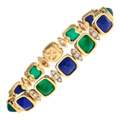 Van Cleef & Arpels Lapis Lazuli and Chrysoprase Bracelet, French