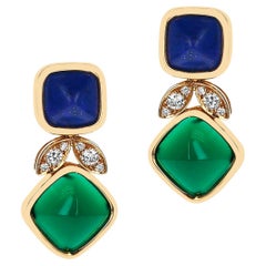 Van Cleef & Arpels Lapis Lazuli and Chrysoprase Earrings, French