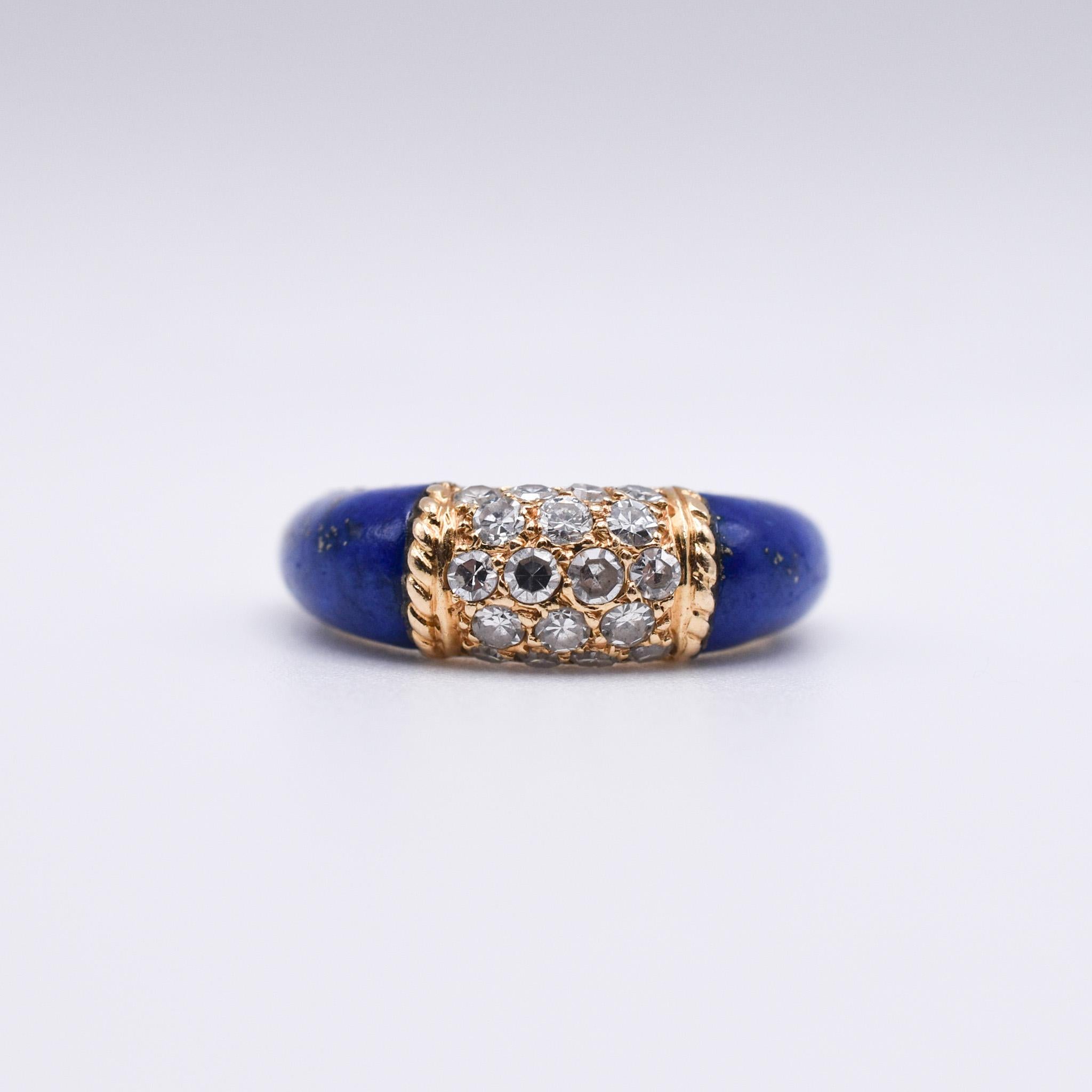 Brilliant Cut Van Cleef & Arpels Lapis Lazuli and Diamond ‘Philippine’ Ring For Sale
