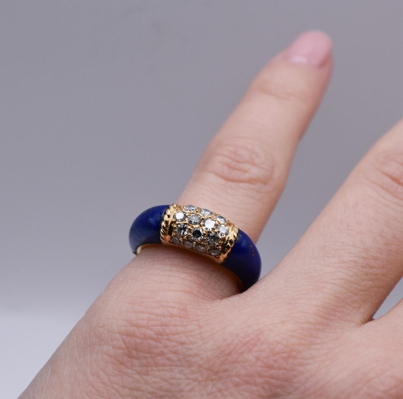 Women's Van Cleef & Arpels Lapis Lazuli and Diamond ‘Philippine’ Ring For Sale