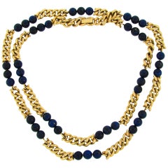 Van Cleef & Arpels Lapislazuli-Perlenkette aus Gold, 1970er Jahre VCA