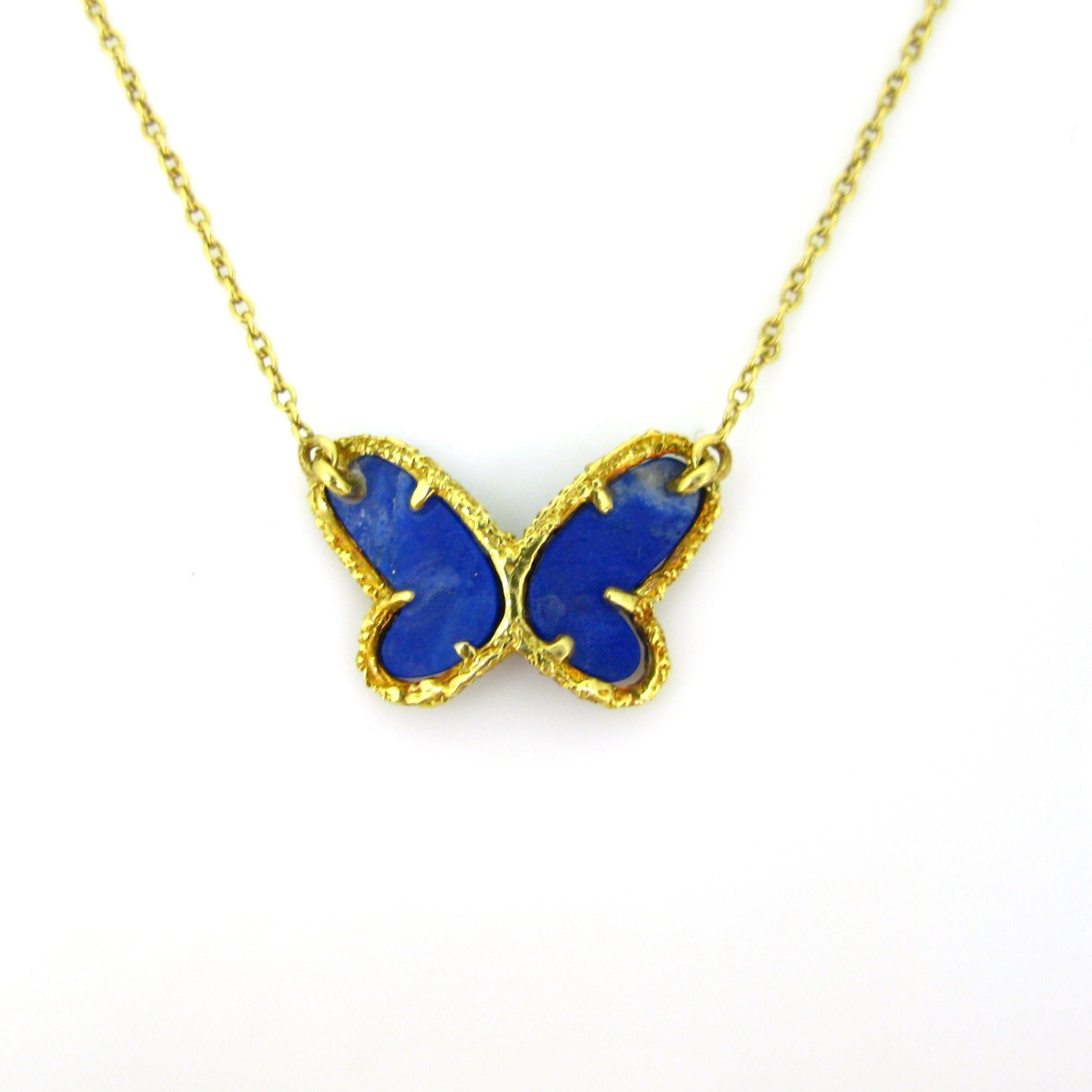 Van Cleef & Arpels, Halskette mit Schmetterlingsanhänger, Lapislazuli-Diamant und Diamant, 1970 (Herzschliff)