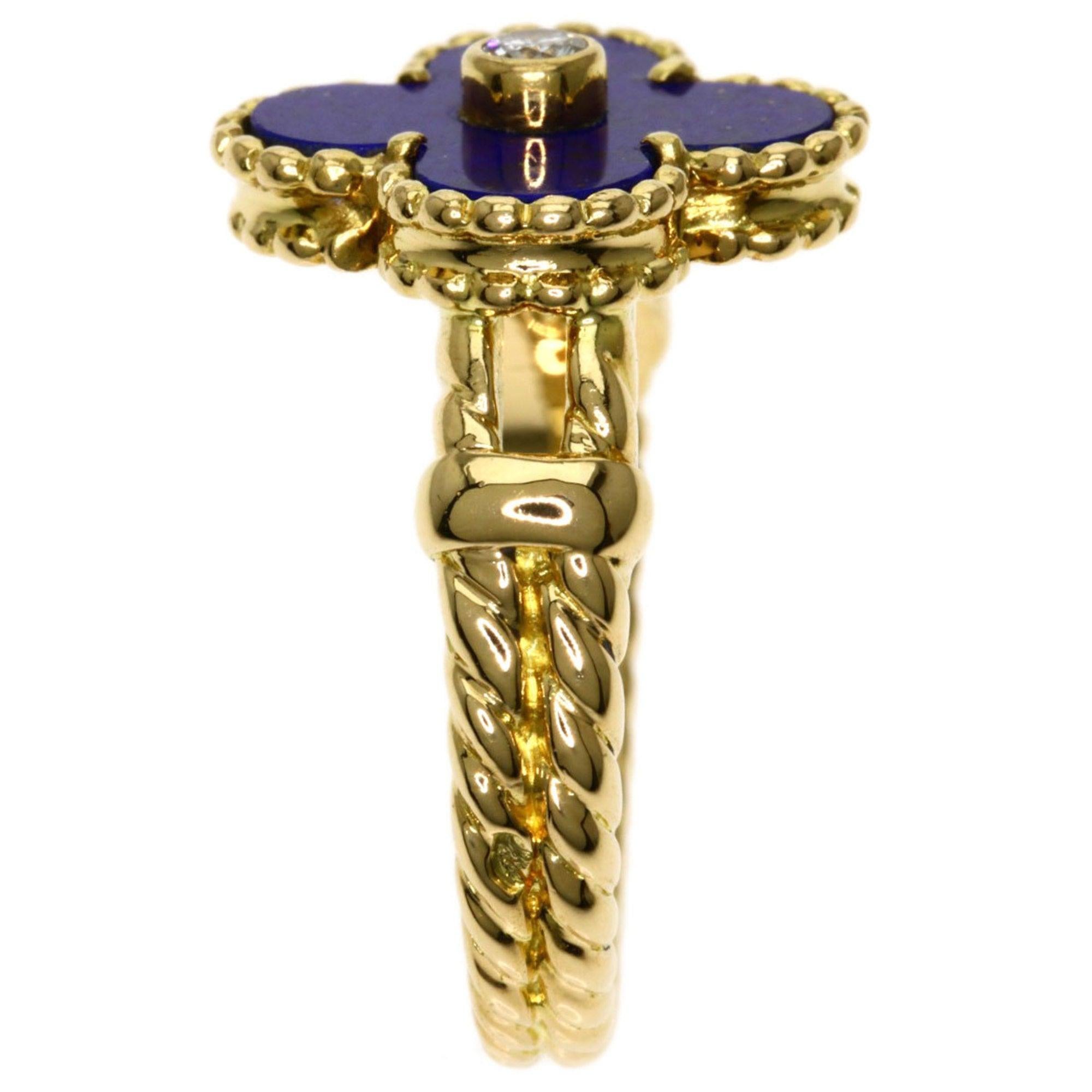 Van Cleef & Arpels Lapis Lazuli Diamond Ring in 18K Yellow Gold In Good Condition For Sale In London, GB