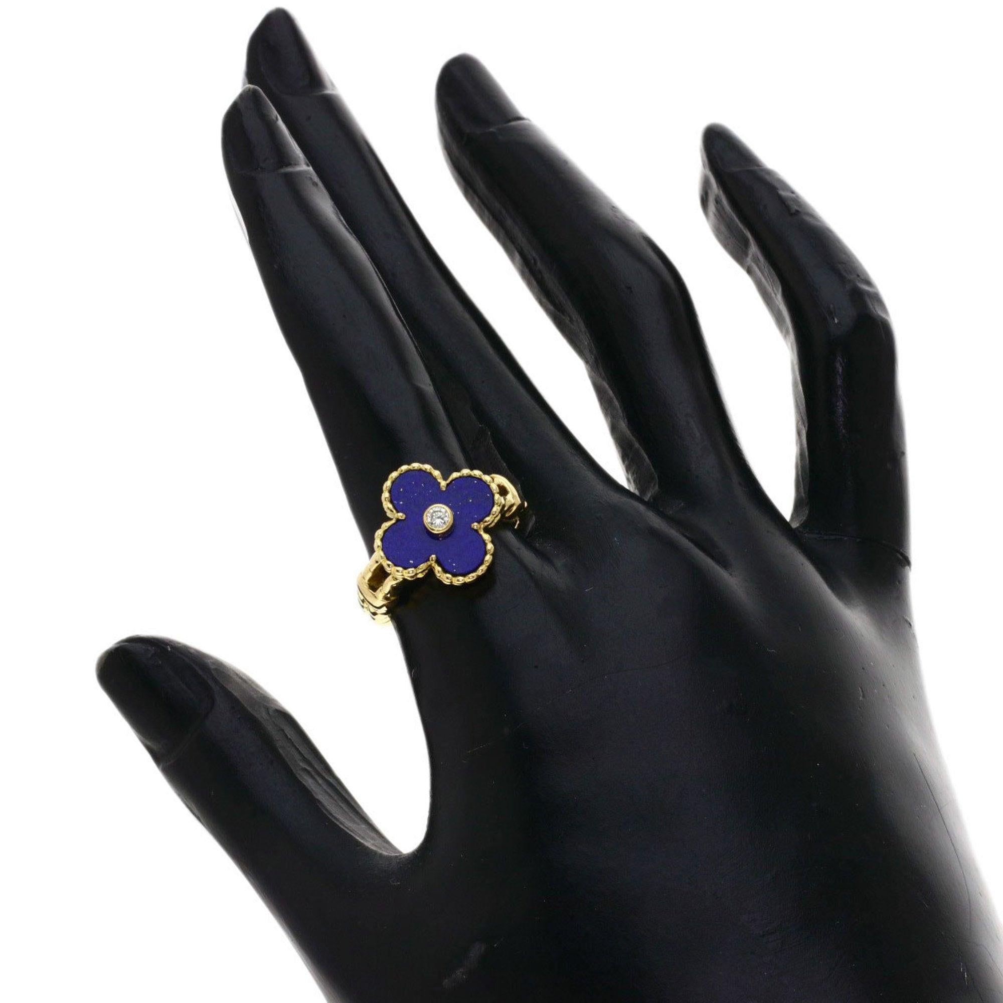 Van Cleef & Arpels Lapis Lazuli Diamond Ring in 18K Yellow Gold For Sale 3