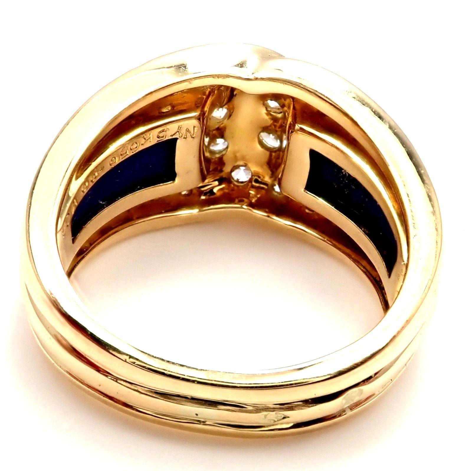 Women's or Men's Van Cleef & Arpels Lapis Lazuli Diamond Yellow Gold Band Ring