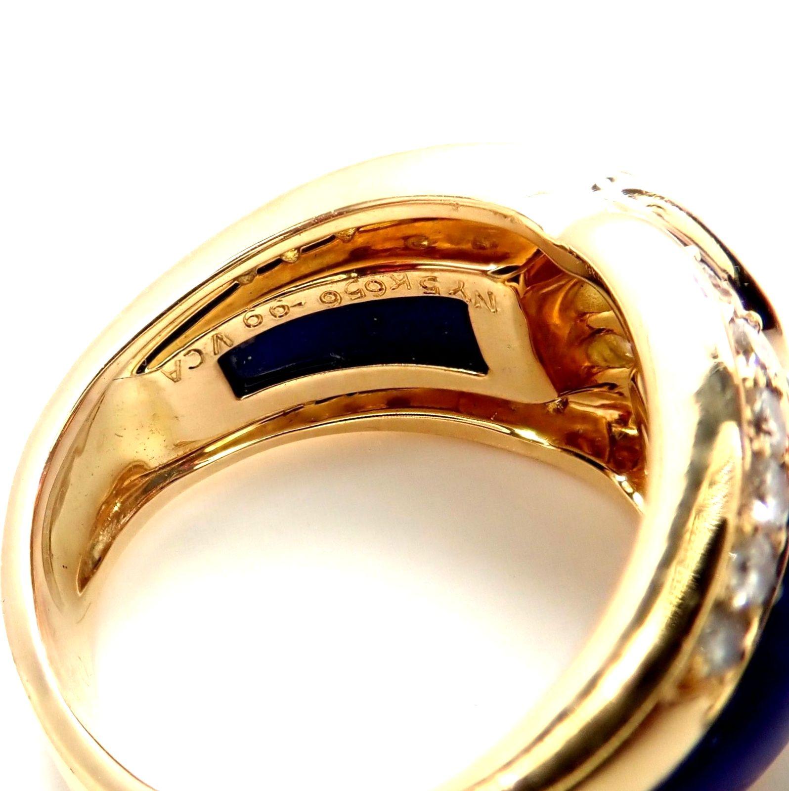 Van Cleef & Arpels Lapis Lazuli Diamond Yellow Gold Band Ring 1
