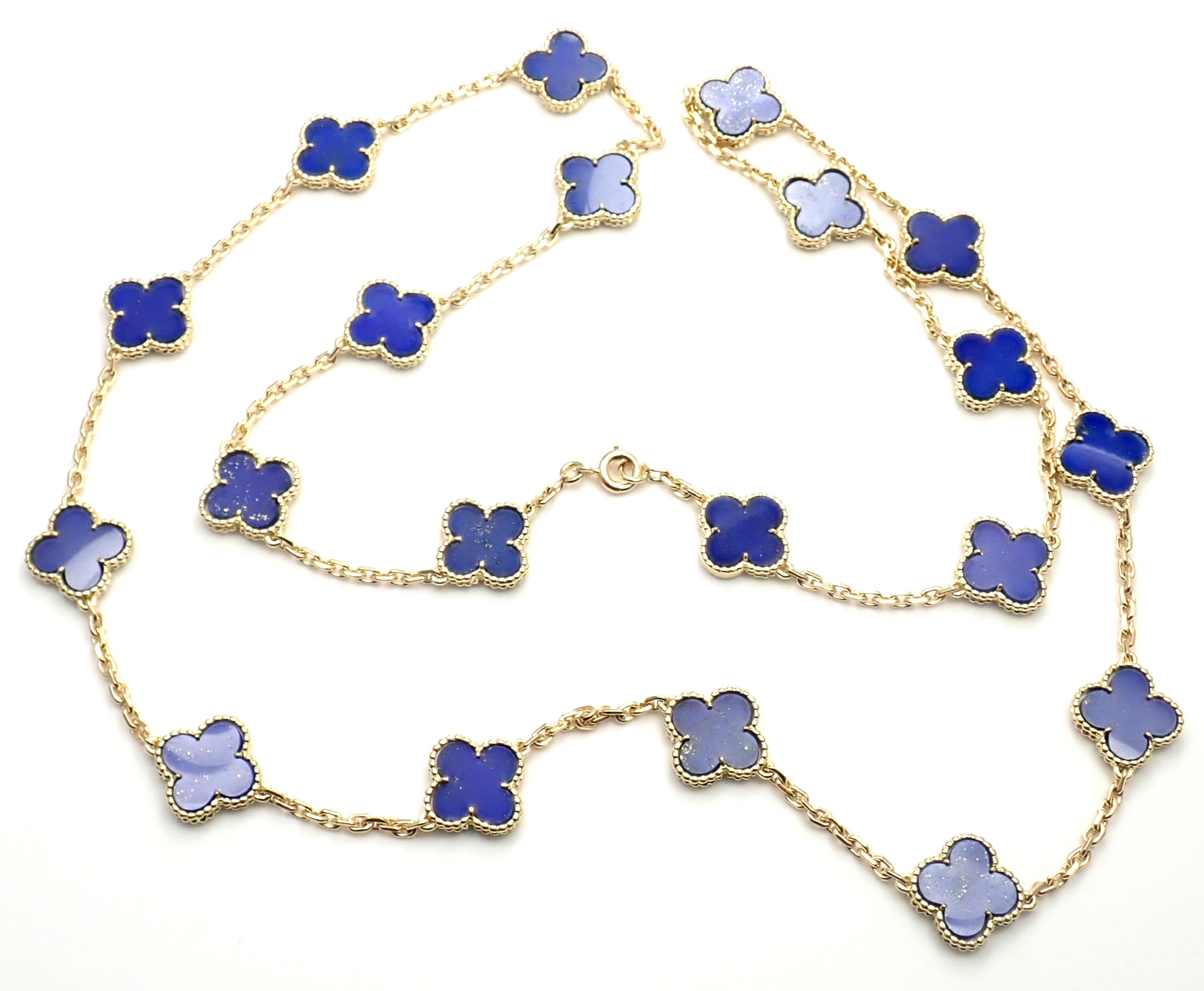Van Cleef & Arpels Lapis Lazuli Gold Vintage Alhambra Necklace 2