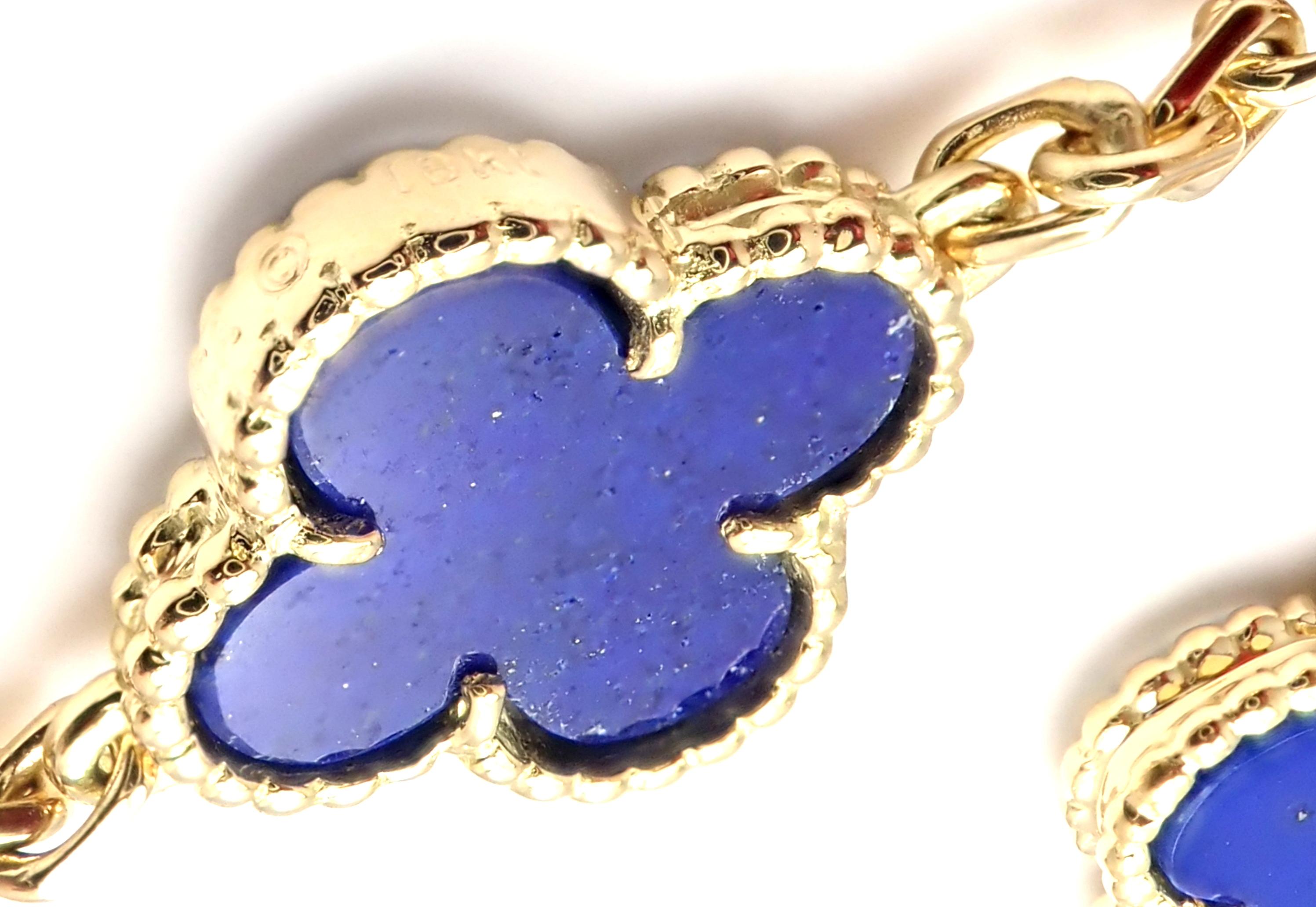 Van Cleef & Arpels Lapis Lazuli Gold Vintage Alhambra Necklace 5
