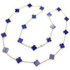 Van Cleef & Arpels Lapis Lazuli Gold Vintage Alhambra Necklace