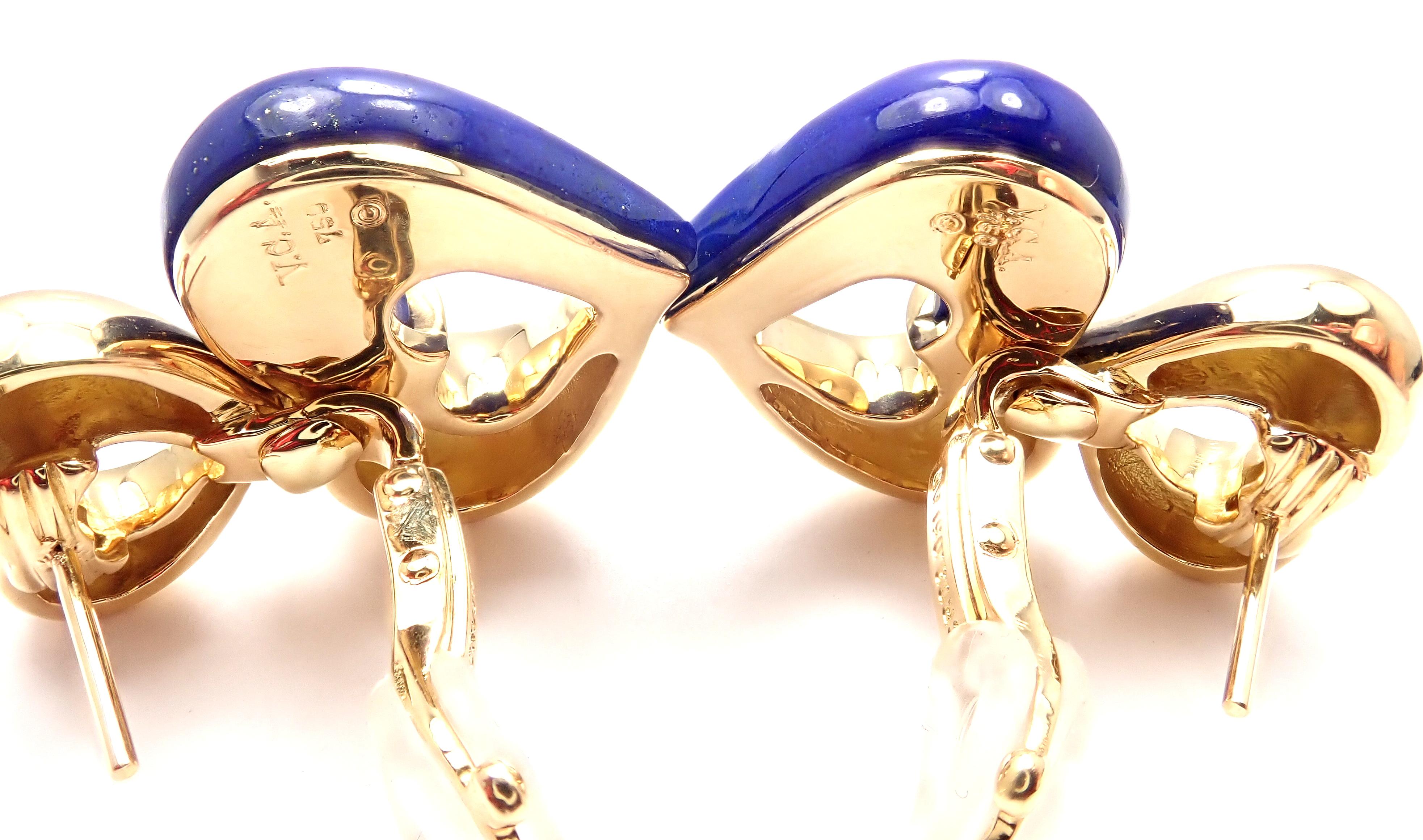 Van Cleef & Arpels Lapis Lazuli Heart Shape Yellow Gold Earrings 2