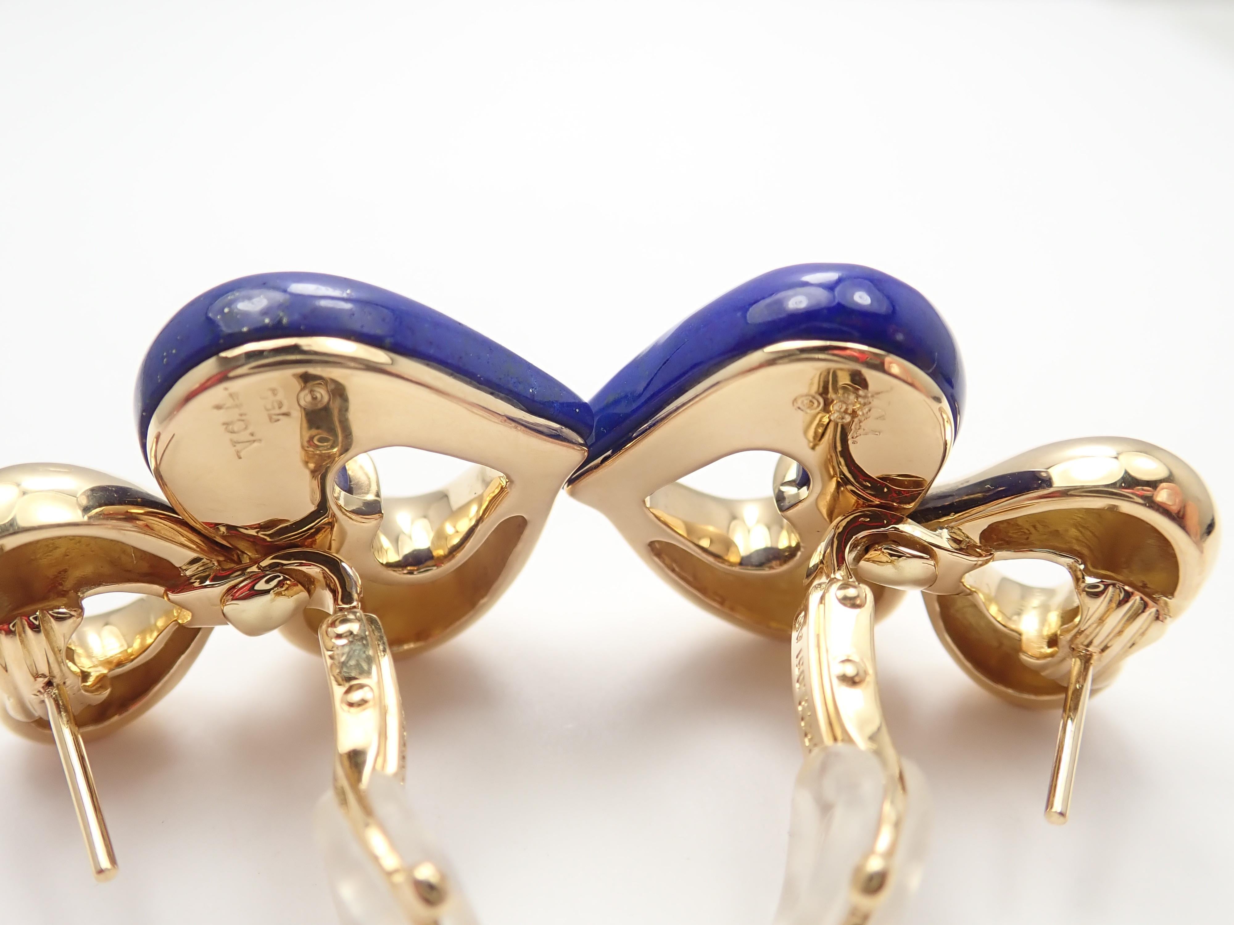 Van Cleef & Arpels Lapis Lazuli Heart Shape Yellow Gold Earrings 1