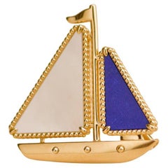 Van Cleef & Arpels Lapis Lazuli Mother of pearl Lucky Summer Boat clip