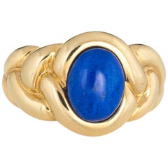 Van Cleef & Arpels Lapis Lazuli Ring Vintage 18 Karat Gold Fine Designer Jewelry