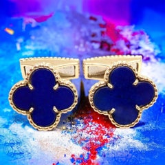 Van Cleef & Arpels Lapis Lazuli Vintage Alhambra Yellow Gold Cufflinks