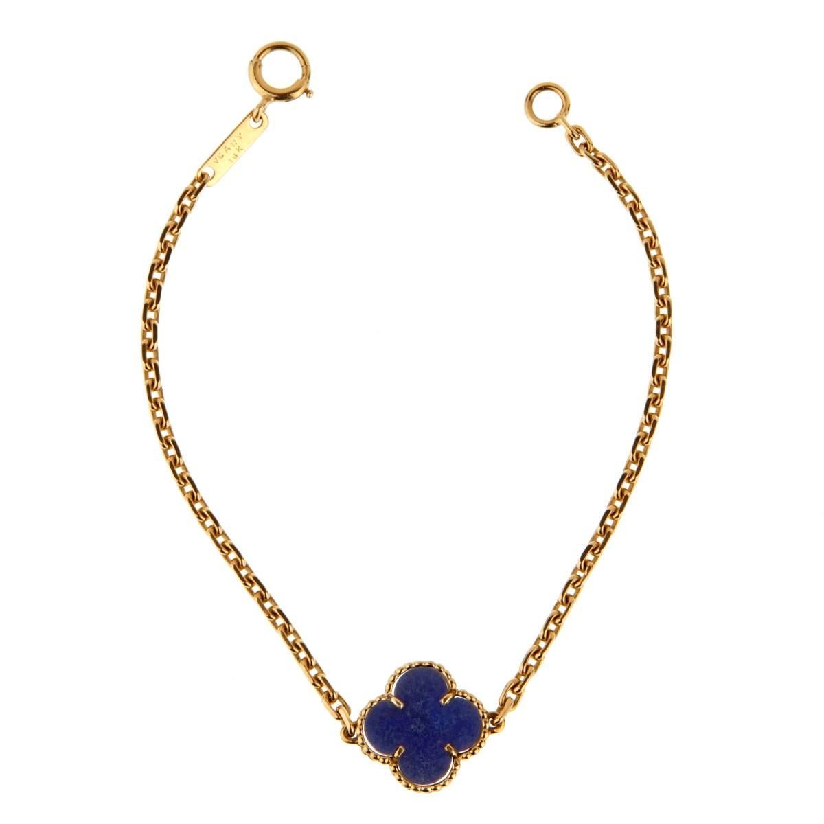 Van Cleef & Arpels Lapis Vintage Alhambra Gold Bracelet