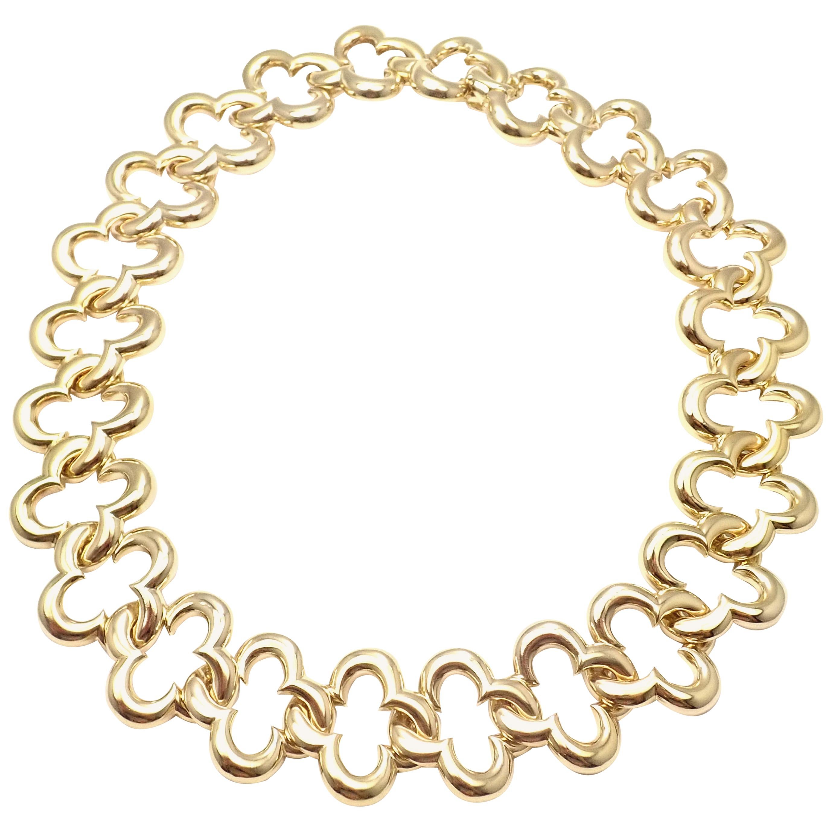 Van Cleef & Arpels Large 24 Motifs Alhambra Yellow Gold Choker Necklace