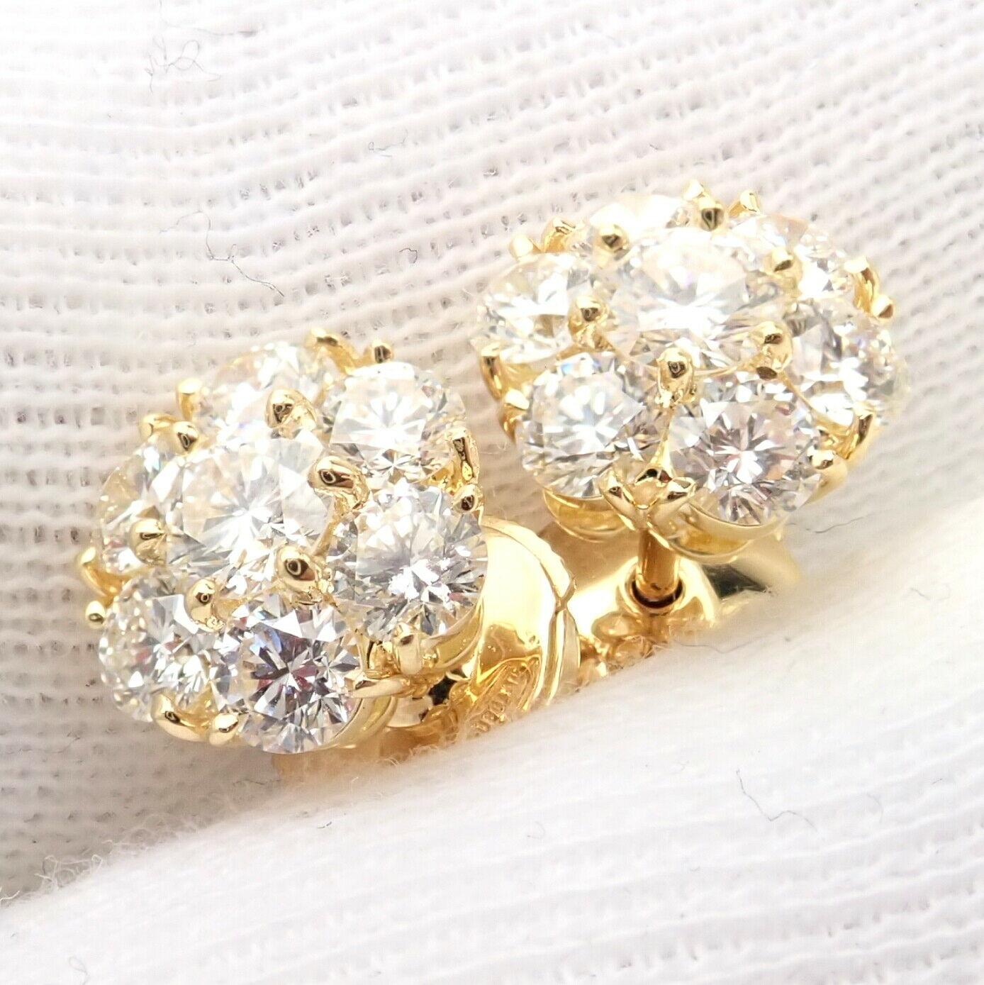 Van Cleef & Arpels Large Fleurette Flower Diamond Yellow Gold Stud Earrings 1