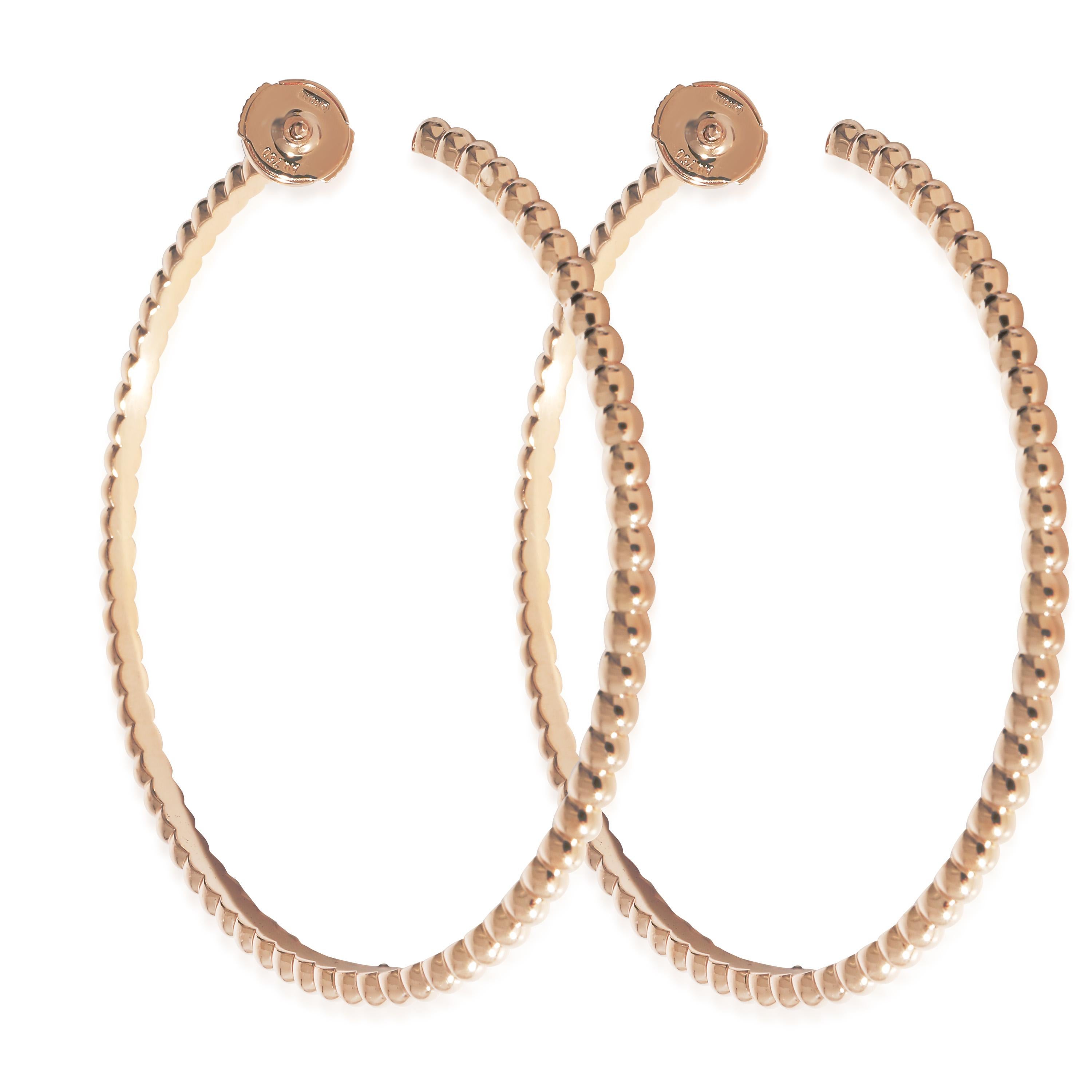 Van Cleef & Arpels Large Perlee Hoop Earrings in 18k Rose Gold In Excellent Condition In New York, NY