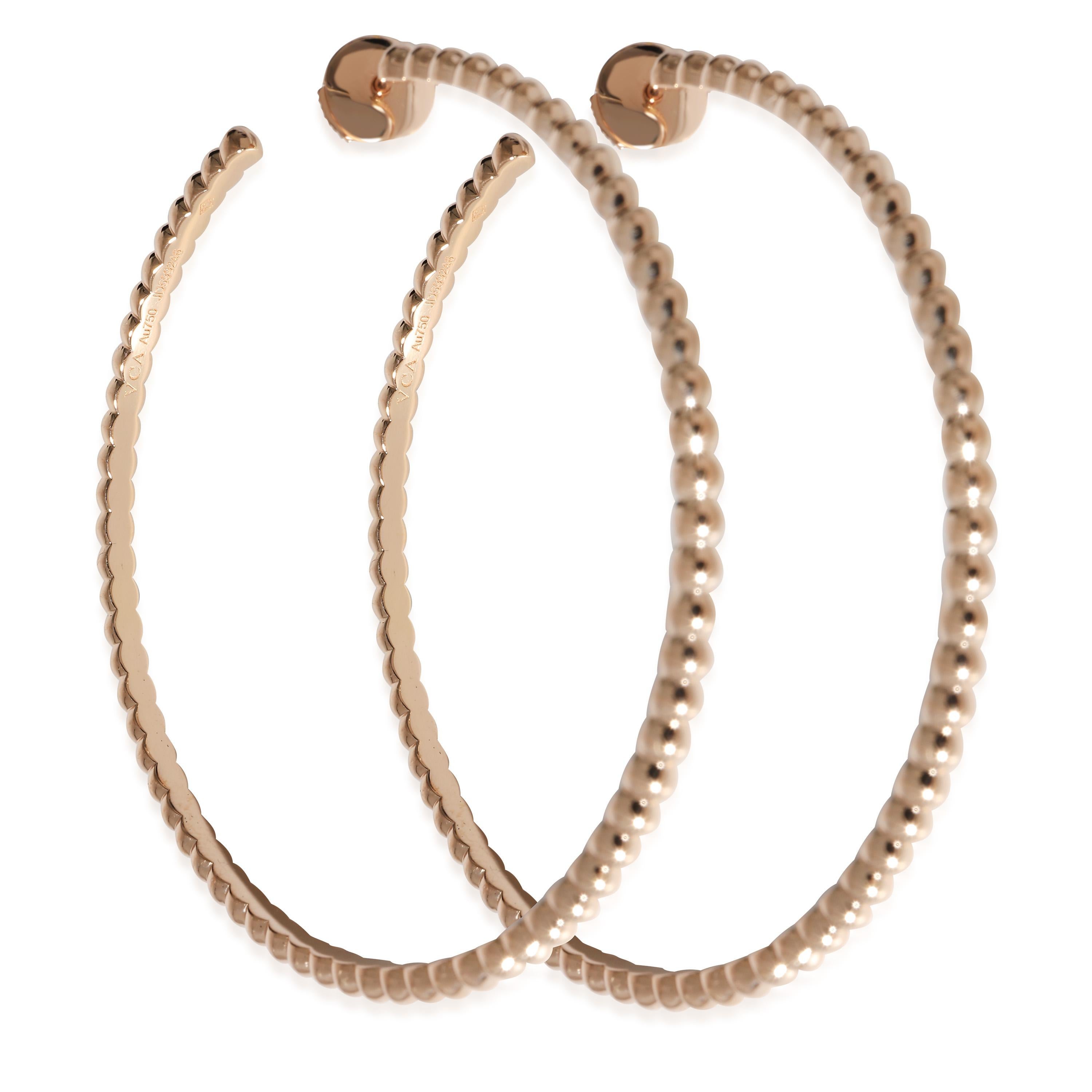 Women's or Men's Van Cleef & Arpels Large Perlee Hoop Earrings in 18k Rose Gold For Sale