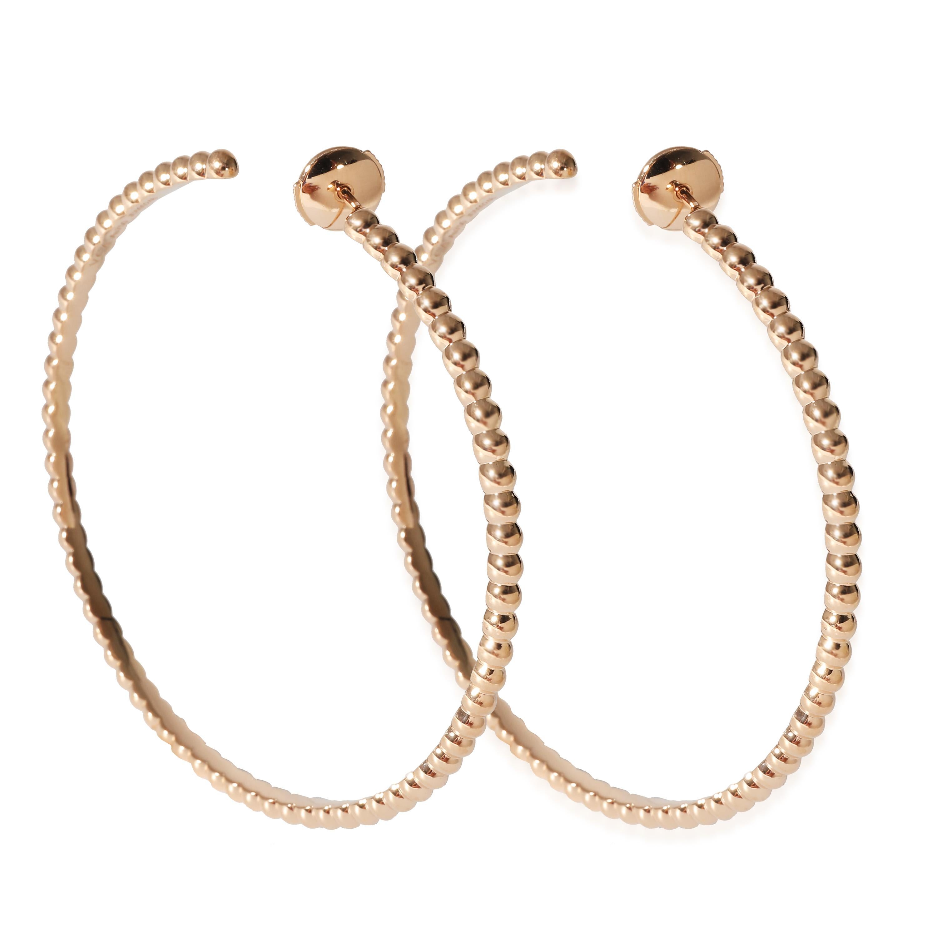 Van Cleef & Arpels Large Perlee Hoop Earrings in 18k Rose Gold In Excellent Condition For Sale In New York, NY