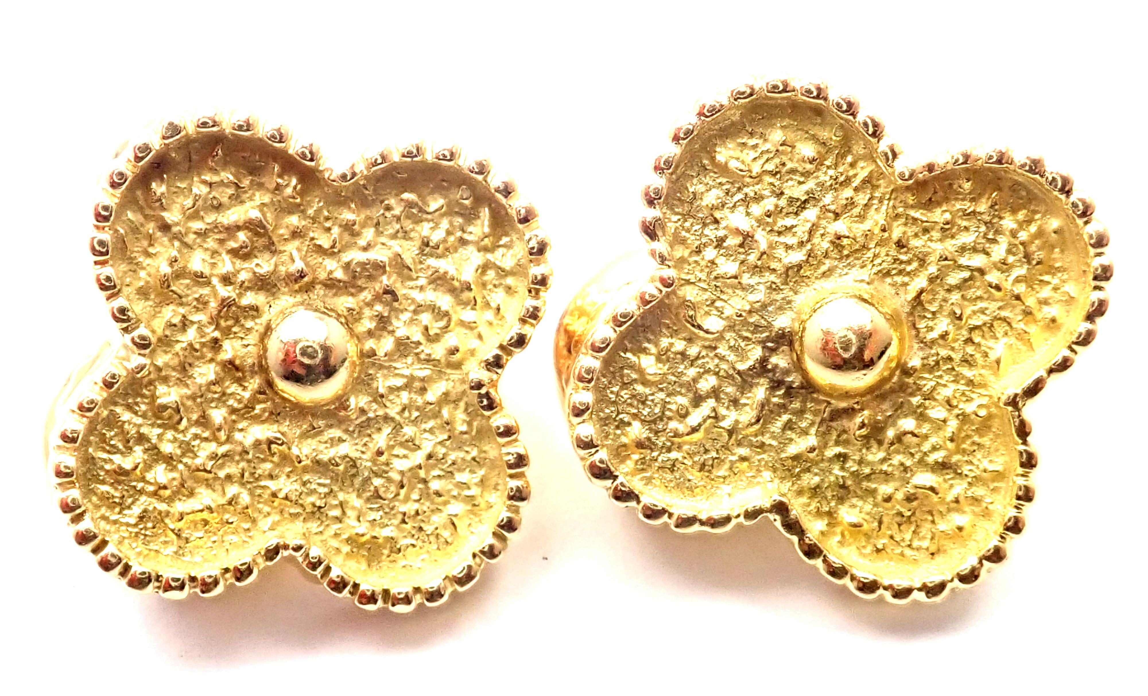Van Cleef & Arpels Large Vintage Alhambra Yellow Gold Earrings 5